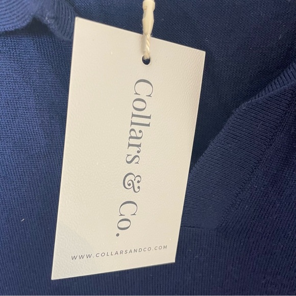 NEW Collars & Co Navy Blue Bellagio Buttonless Short Sleeve Merino Polo XL - Picture 5 of 7